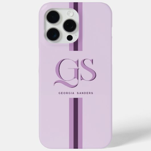 Coques Case-Mate iPhone Pourpre | Monogramme à rayures chics (Verso)