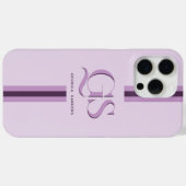 Coques Case-Mate iPhone Pourpre | Monogramme à rayures chics (Verso (horizontal))