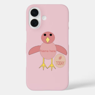 Coques iPhone 16 Poussin rose personnalisé pour fille d'anniversair
