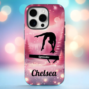 Coques iPhone 16 Pro Poutre d'équilibre de gymnastique d'hiver rose per