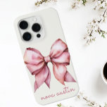Coque iPhone 15 Pro Pow rose tendance personnalisée avec le nom Monogr<br><div class="desc">Elevez votre style avec la botte rose tendance personnalisée avec le nom Monogram coque iphone, le mélange parfait de l'élégance et de la personnalisation. Ce boîtier de téléphone personnalisé présente un arc d'aquarelle délicat dans une teinte rose douce, capturant une esthétique girly vintage à la fois tendance et intemporelle. Le...</div>