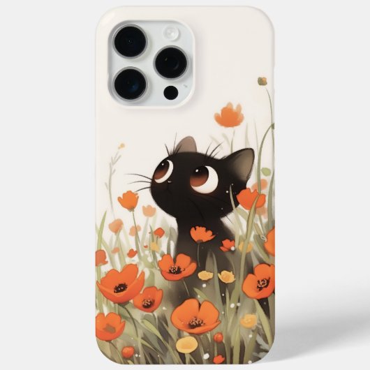 Coques Case-Mate iPhone Prairie aux Coquelicots Chat Noir (Verso)
