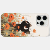 Coques Case-Mate iPhone Prairie aux Coquelicots Chat Noir (Verso (horizontal))