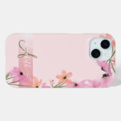 Coques Case-Mate iPhone Prairie de fleurs sauvages boho rose Monogramme (Verso (horizontal))