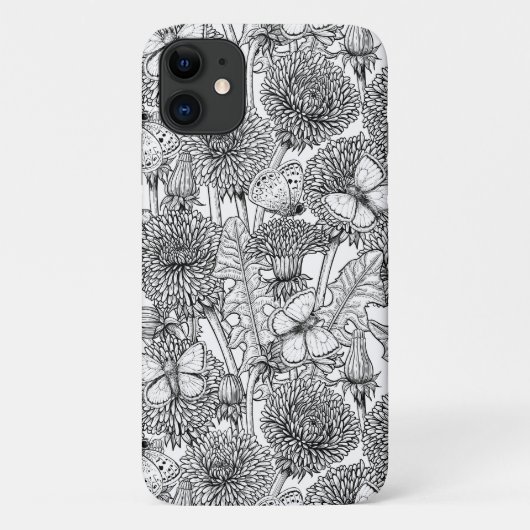 Coques Case-Mate iPhone Pré Dandelion en noir et blanc (Dos)