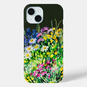 Coque Pour iPhone 15 pré d'été, fleurs sauvages