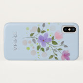 Coques Case-Mate iPhone Premier nom initial plus Emma avec fleurs (Dos (Horizontal))