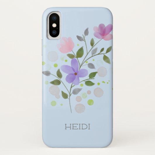 Coques Case-Mate iPhone Premier nom initial plus Heidi avec fleurs (Dos)