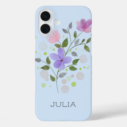 Coques Case-Mate iPhone Premier nom initial plus Julia avec fleurs (Verso)