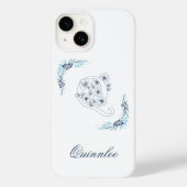 Coques Case-Mate iPhone Premier "Q" Monogramme bleu Calme Floral (Verso)