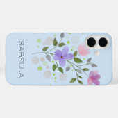 Coques Case-Mate iPhone Première initiale plus nom Isabella avec des fleur (Verso (horizontal))