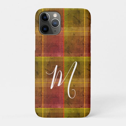 Coques Case-Mate iPhone Préparation chic initiale automne orange tartan ca (Dos)