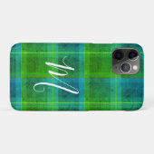 Coques Case-Mate iPhone Préparation chic initiale vert et bleu tartan carr (Dos (Horizontal))