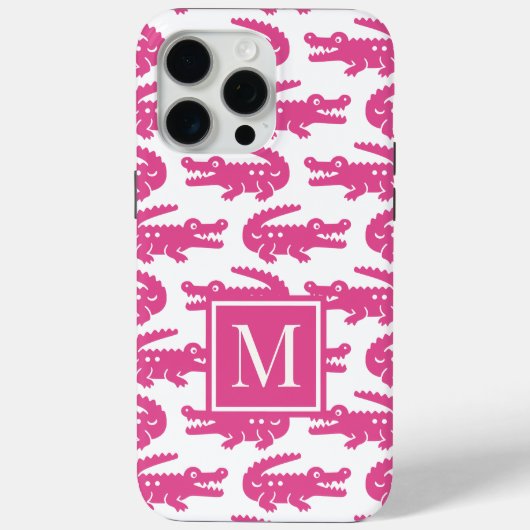 Coques Case-Mate iPhone Preppy Alligator – Hot Pink & White (Verso)