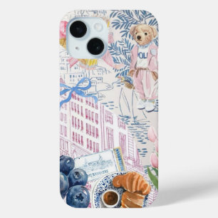 Coque Pour iPhone 15 Preppy Collage, Tendance Collage d'été Dossier tél