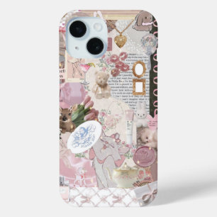 Coque Pour iPhone 15 Preppy Collage, Tendance Collage d'été Dossier tél