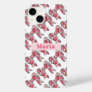 Coque Pour iPhone 14 Préppy Fraise rose Vaches Personnalisées