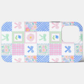 Coques Case-Mate iPhone Preppy Grandmillennial Bows Floral Tiles (Verso (horizontal))