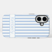 Coques Case-Mate iPhone Preppy Light Blue Striped with Name  (Verso (horizontal))