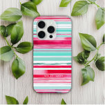 Coque iPhone 15 Pro Préppy moderne Cyan Magenta Nom personnalisé<br><div class="desc">Moderne Preppy Cyan Magenta Aquarelle Motif de bande Nom personnalisé iPhone 15 Pro Coques vous propose votre nom personnalisé, monogramme ou parties génitales dans une typographie de script simple sur un arrière - plan de bande d'aquarelle cyan et mageneta moderne. Un cadeau parfait pour elle pour l'anniversaire, maman pour la...</div>