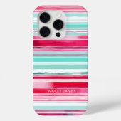 Coques Case-Mate iPhone Préppy moderne Cyan Magenta Nom personnalisé (Verso)