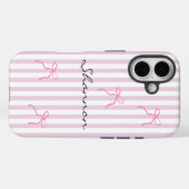 Coques Case-Mate iPhone Preppy Pink Stripe and Bow Personalized  (Verso (horizontal))