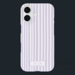 Coques iPhone 16 Preppy Purple Stripe Monogramme Joli iPhone 16<br><div class="desc">Preppy Purple Stripe Monogramme initial iPhone 16 Coque</div>