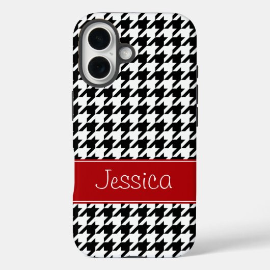 Coques Case-Mate iPhone Preppy Red et Black Houndstooth Personnalisé (Verso)