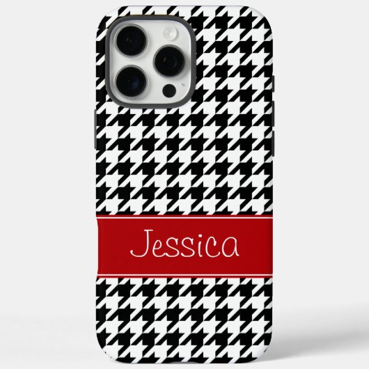 Coques Case-Mate iPhone Preppy Red et Black Houndstooth Personnalisé (Verso)