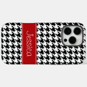 Coques Case-Mate iPhone Preppy Red et Black Houndstooth Personnalisé (Verso (horizontal))