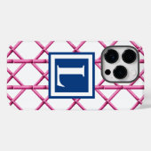 Coques Case-Mate iPhone Preppy rose Trellis Bamboo Motif Monogramme (Verso (horizontal))