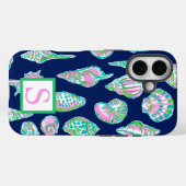 Coques Case-Mate iPhone Preppy Sea Shells sur Navy Blue Arrière - plan Mon (Verso (horizontal))