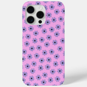 Coque iPhone 15 Pro Max Preppy violet bleu Hippie Motif