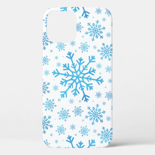 Coques Case-Mate iPhone Pretty Blue Christmas Snowflakes sur Winter White (Verso)