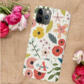 Coques Case-Mate iPhone Pretty Blush Pink Floral Botanical Monogram