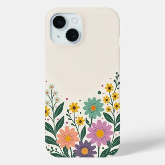 Coque Pour iPhone 15 Pretty Bottom Border Flowers