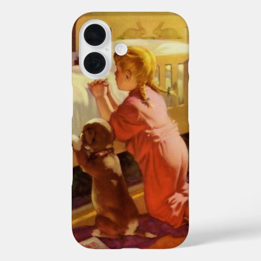 Coques Case-Mate iPhone Prières du coucher, Fille avec chiot, Religion vin (Verso)