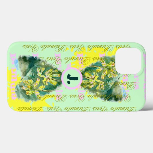 Coques Case-Mate iPhone Primula Veris Coeurs et Monogramme (Verso (horizontal))