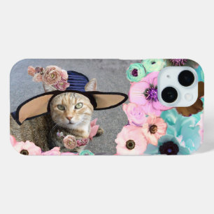COQUE POUR iPhone 15 PRINCESS TATUS/ÉLÉGANT CHAT, GRAND CASQUETTE DIV
