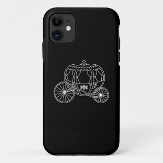 Coque iPhone 11 Princesse Carriage, blanc sur le noir