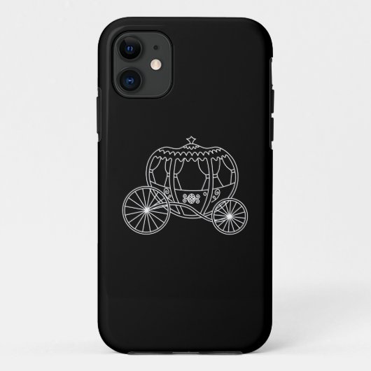 Coques Case-Mate iPhone Princesse Carriage, blanc sur le noir (Dos)