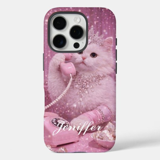 Coques Case-Mate iPhone Princesse Glamour Chat Utilisant le Téléphone (Verso)