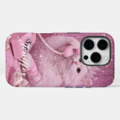 Coques Case-Mate iPhone Princesse Glamour Chat Utilisant le Téléphone (Verso (horizontal))
