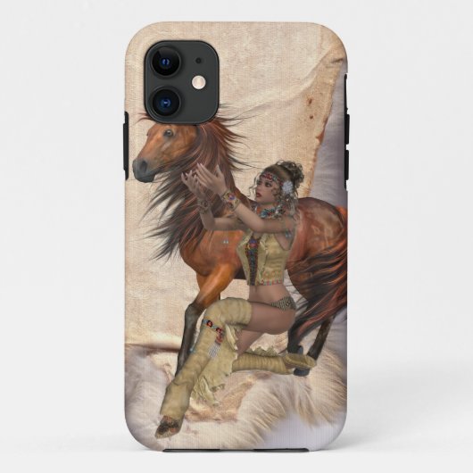 Coques Case-Mate iPhone princesse indienne américaine et cheval (Dos)