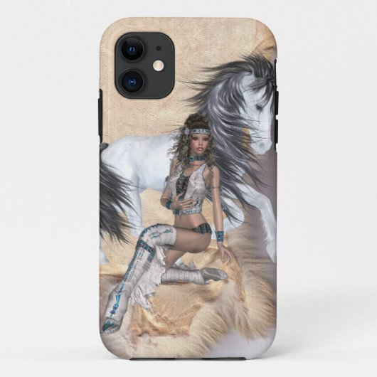 Coques Case-Mate iPhone princesse indienne américaine et cheval blanc (Dos)