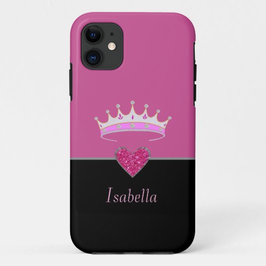 Coques Case-Mate iPhone Princesse Tiara Couronne sur or Rose et noir (Dos)