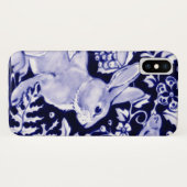 Coques Case-Mate iPhone Printemps Bleu & Blanc Lapin & Oiseau Floral Pâque (Dos (Horizontal))