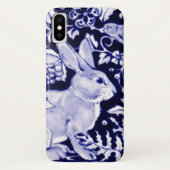 Coques Case-Mate iPhone Printemps Bleu & Blanc Lapin & Oiseau Floral Pâque (Dos)