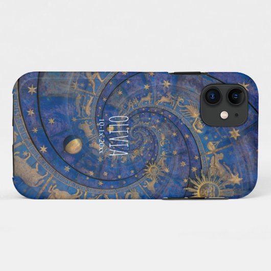 Coques Case-Mate iPhone Product: Personalized Celestial Zodiac Spiral (Dos (Horizontal))