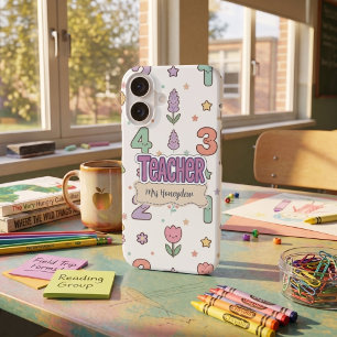 Coques iPhone 16 Professeur d'école violet motif de nombres